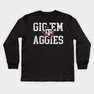 Gig Em Texas Aggies Kids Long Sleeve T-Shirt